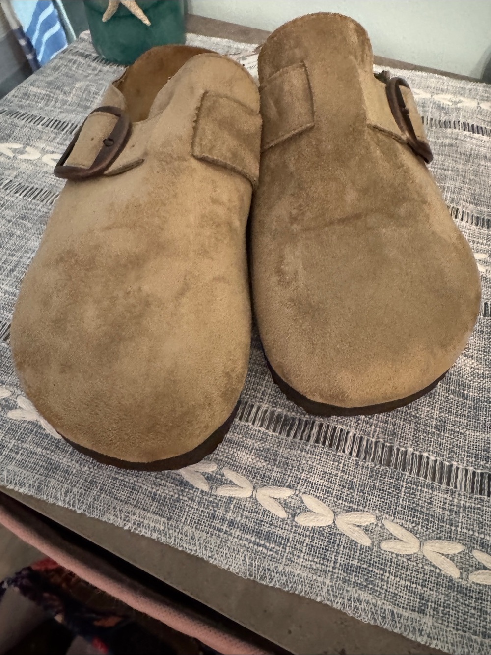 White Mountain Women's Suede Buckle Clog Mules in Olive Brown - Picture 3 of 7